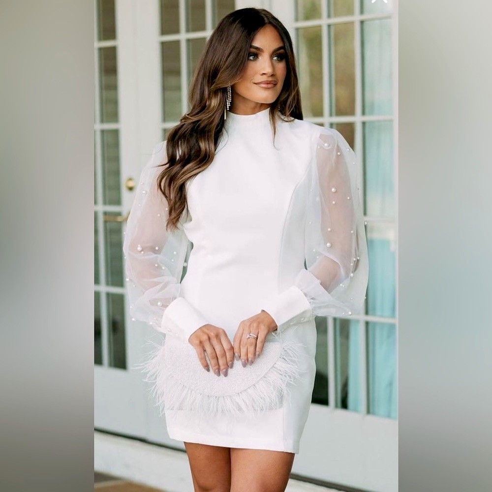 These Three Boutique White Pearl Dress